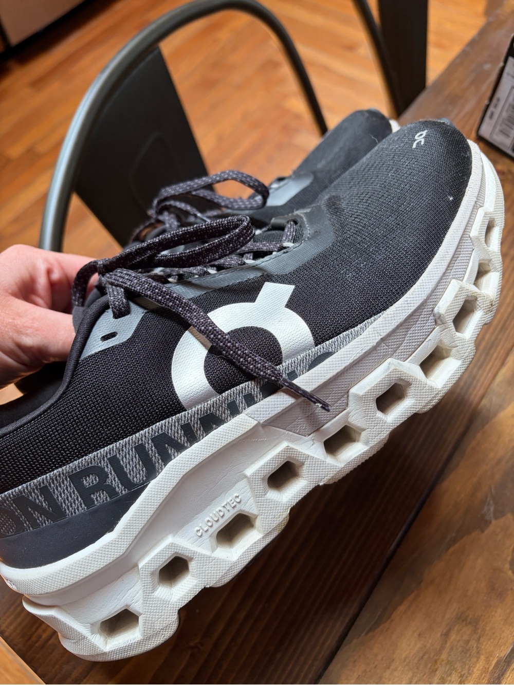 On Running Black and White Cloudmonster Athletic Shoe Women’s 9